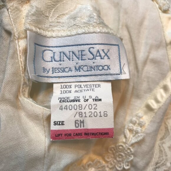 Gunne Sax Vintage 80s Lace Peasant Dress Ivory Ecru 6 Months - Picture 7 of 8